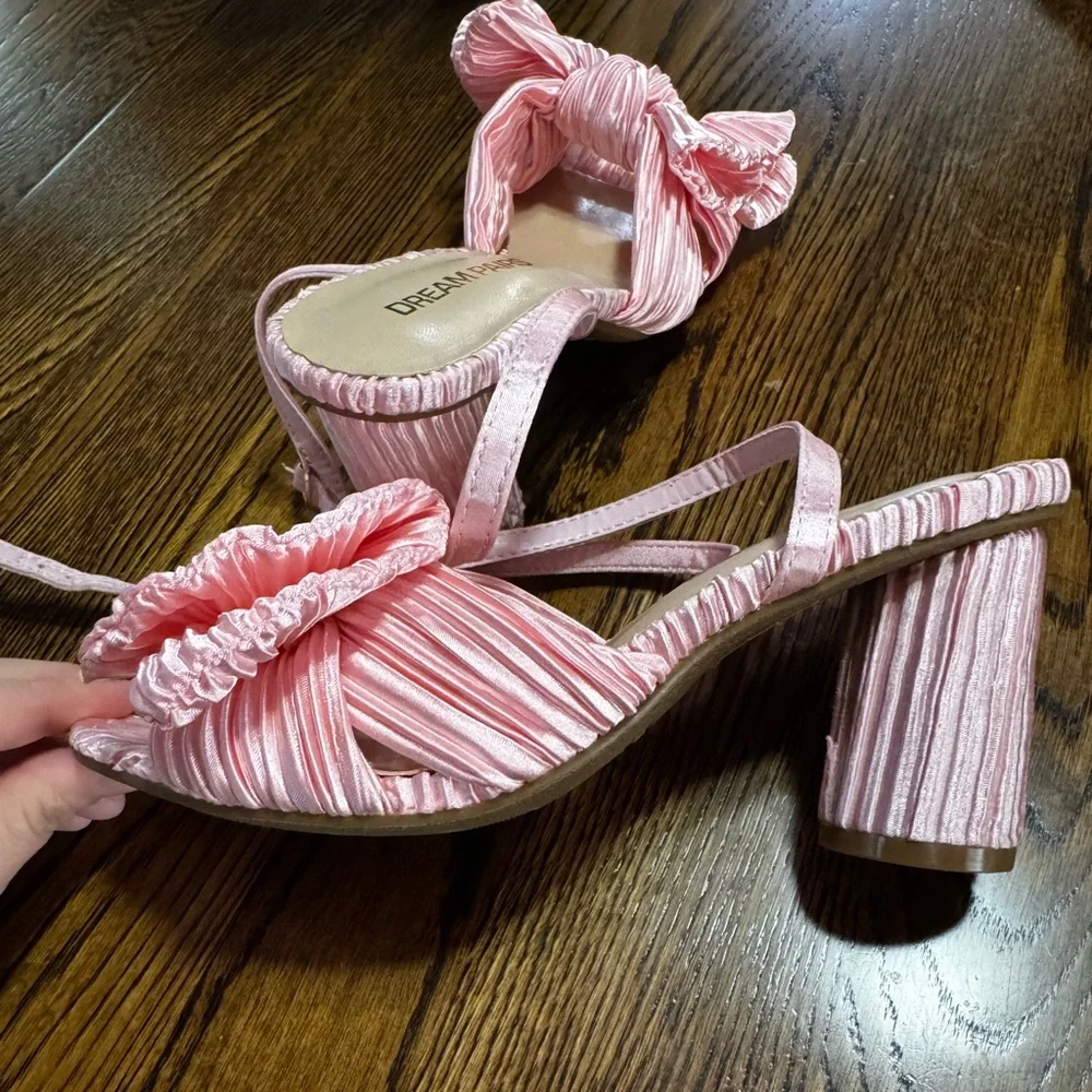 Dream Pairs Blush Pink Knot Bow Strappy Heels
